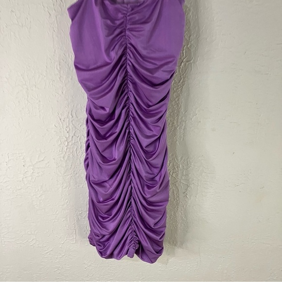 Lucy In The Sky Rhinestone Detail Halter Cut Out Bodycon Dress in Purple - Picture 10 of 12